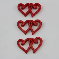 Stick On Polyresin Joined Hearts Pkt 12 Red