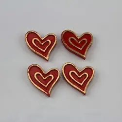 Stick On Polyresin Inset Heart Red/Gold Pkt 12