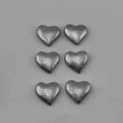Stick On Polyresin Glitter Hearts Pkt 12 Silver
