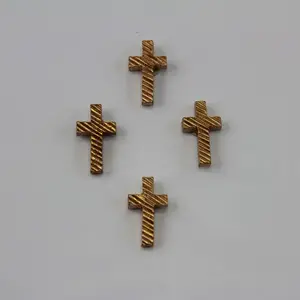 Stick On Polyresin Diagonal Print Crosses Pkt 12 Gold