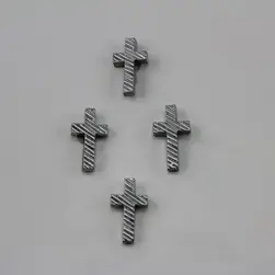 Stick On Polyresin Diagonal Print Crosses Pkt 12 Silver