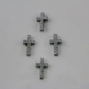 Stick On Polyresin Diagonal Print Crosses Pkt 12 Silver