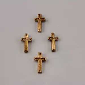 Stick On Polyresin Inset Crosses Pkt 12 Gold