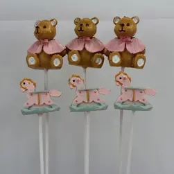 Teddy and Rocking Horse On Pick Pink Pkt 6