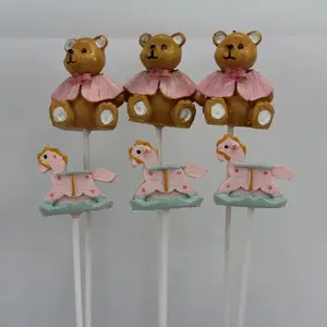 Teddy and Rocking Horse On Pick Pink Pkt 6