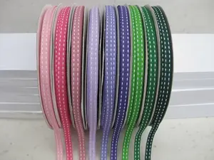 7mmx30m Grosgrain Ribbon With White Stitching #2