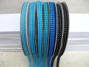 7mmx30m Grosgrain Ribbon With White Stitching #3