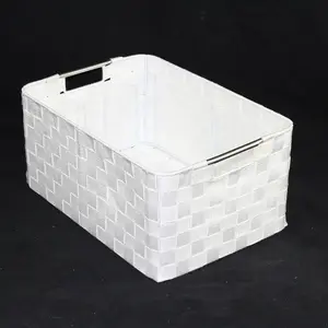 Med Rect PP Storage Metal Hdls White 38x27x17cm height