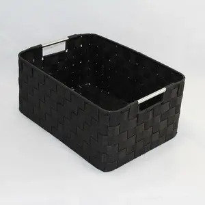 Med Rect PP Storage Metal Hdls Black 38x27x17cm height