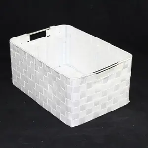 Lge Rect PP Storage Metal Hdls White 40x28.5x19cm height