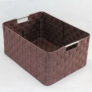 Xlge Rect PP Storage Metal Hdls Dk Brown 43.5x32x20cm height