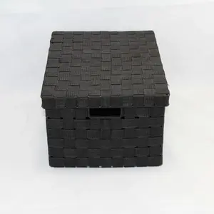 Lge Rect PP Storage With Lid 40x30x21cm Black