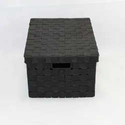 Lge Rect PP Storage With Lid 40x30x21cm Black