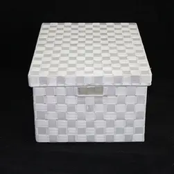 XLge Rect PP Storage With Lid 45x35x23cm height White OR Beige