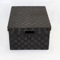 XLge Rect PP Storage With Lid Black 45x35x23cm height
