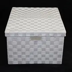 XXLge Rect PP Storage With Lid 50x40x26cm height White OR Beige