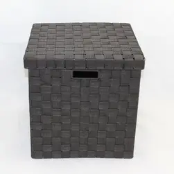 Lge Cube PP Storage With Lid Black 35x35x35cm height