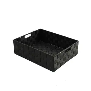 Med Rect PP Tray Cutout Hdls Black 37x29x11cm