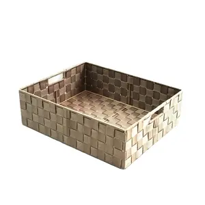 Lge Rect PP Tray Cutout Hdls Beige 40x32x12cm 